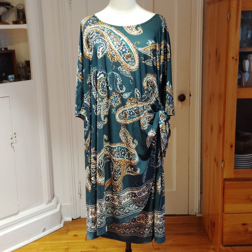 Robbie Bee Paisley Print Faux Tie Wrap Dress